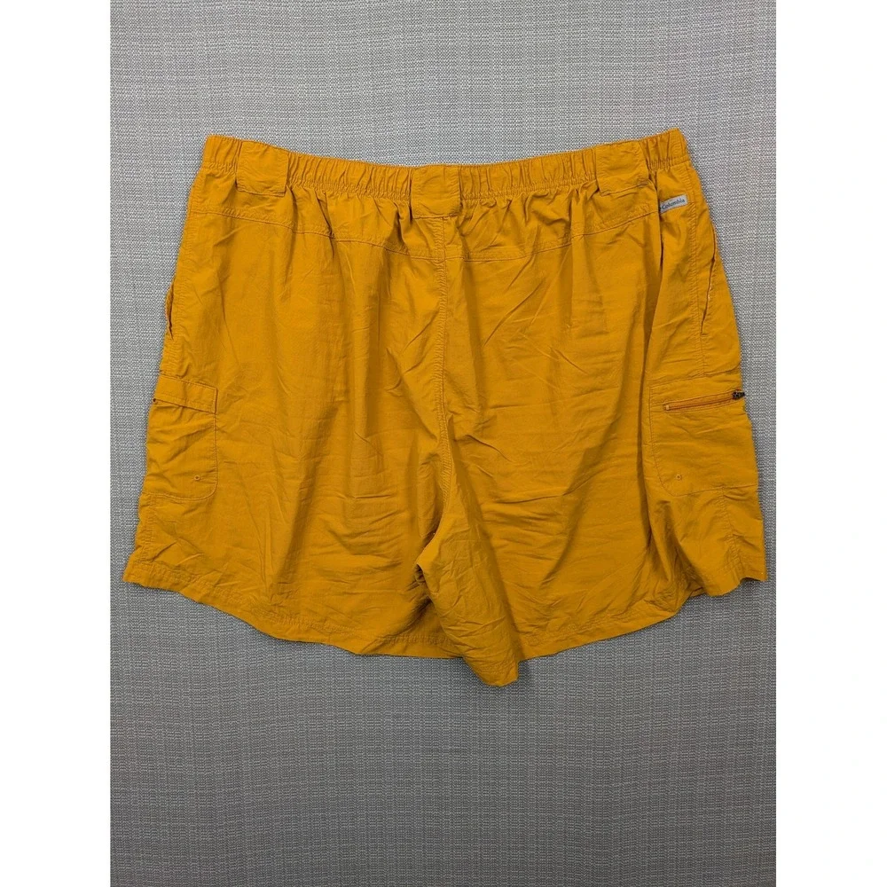 Columbia Cargo Shorts Mens 3XL Yellow Nylon Elastic Waist 6 Inseam Quick Dry